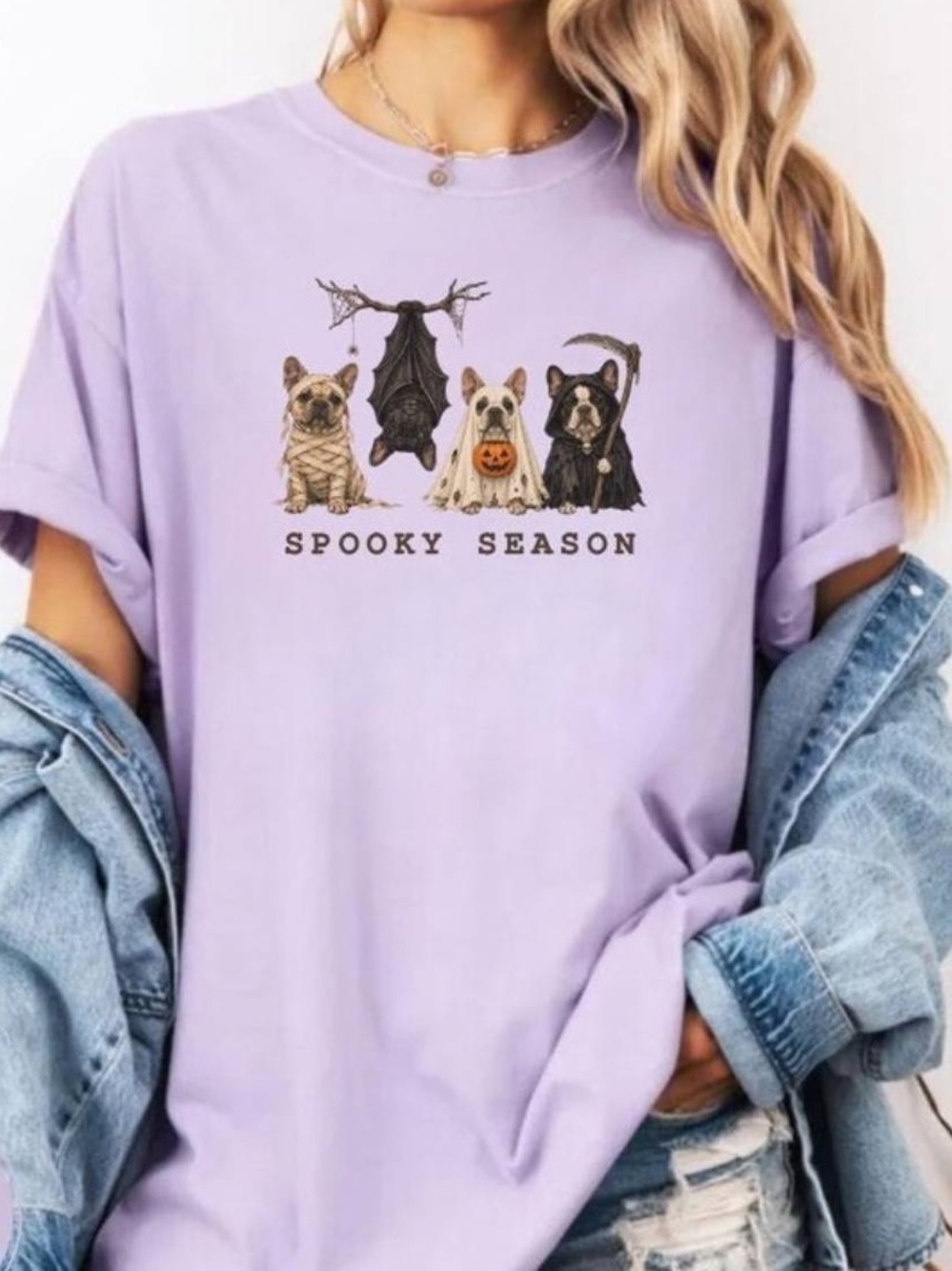 Comfort Colors Lavender 'Spooky Season' Dog Graphic Tee